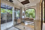 Jr. Master en suite bathroom with indoor & outdoor shower, bath amenities provided